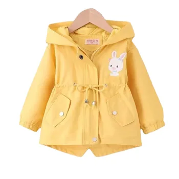 בנות האביב והסתיו המעיל 2023 אופנה חדשה יכול לאהוב את הקטן, ארנב מצויר עם ברדס מעיל
