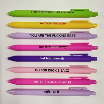 מצחיק עטים כדוריים צבעוניים מתלונן ציטוטים עט על התלמיד מתנות מכשירי כתיבה למשרד החתימה תכליתי עט 8Pcs