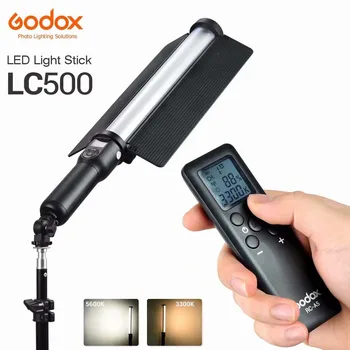 Godox LC500 3300K-5600K מתכוונן להתמודד עם אור LED מקל מובנה Lithiunm סוללה+שלט רחוק+AC מטען