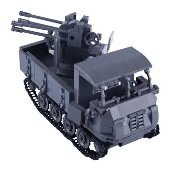 MOC WW2 צבאי RSO לעקוב אחר משאית אבני הבניין חייל גרמני דמויות הנשק אביזרים לבנים תותח טנקים מכוניות מודל צעצועים ילד