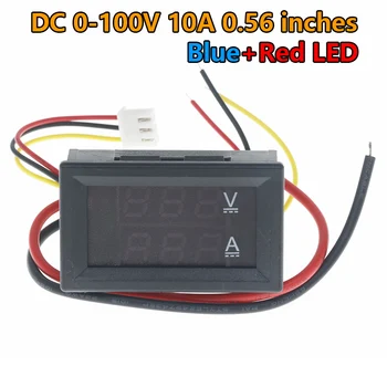 איכות גבוהה DC 100V 10A מד הזרם מודד כחול + אדום LED מגבר Dual Digital Volt Meter מד
