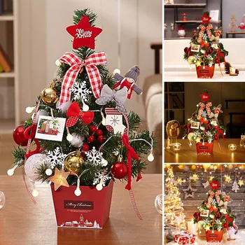 אדום זוהר עץ חג מולד קישוט קישוטי חג המולד בבית מסיבה עיצוב שולחן הובלת שולחן מיני עץ חג המולד חג המולד.