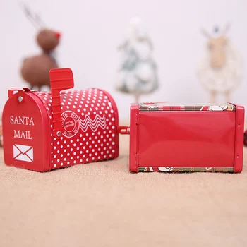 חג מולד קישוט קטן הדואר Tinplate תיבת ילדים הברזל של קופסא מתנה מעטפה בתיבה המסיבות DIY פריסת שנה חדשה קישוט