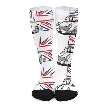 קלאסי מיני קופר אוסטין עם דגל בריטניה גרביים של גברים גרב הוקי