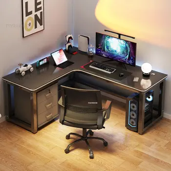 פינת מחשבים שולחניים, שולחנות משק השינה שולחן העבודה מינימליסטי בצורת שולחנות משרד ריהוט משרדי פינת משחקי השולחן
