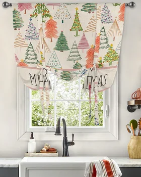 עץ חג המולד הטיפוגרף וילון חלון הסלון עיצוב הבית תריסים ווילונות במטבח לקשור וילונות קצר