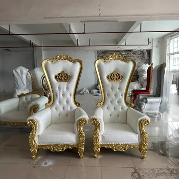 החתונה המלך זהב כס עור PU הספה כיסאות והכלה המלכותיים כיסאות אירועי חוצות עיצוב