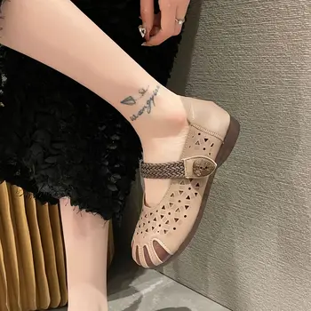 נעלי נשים 2023 חדש עגול הבוהן של הנשים דירות קיץ Slingback שטוח התאמת צבע נעלי נשים צד הנעל