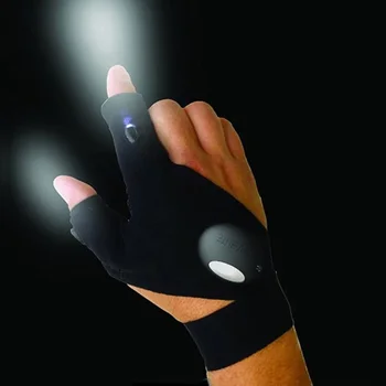 חצי אצבע כפפות פנס LED לילה אור זוהר רב תכליתי כפפות עבור ספורט תחת כיפת השמיים מחנאות, רכיבה על אופניים דייג