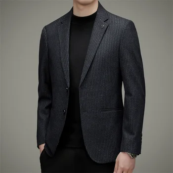 חדש לגברים חליפה הסתיו והחורף באיכות גבוהה אופנתי מזדמן אופנה יחיד מערב הקוריאנית Slim Fit החליפה מעיל גברים
