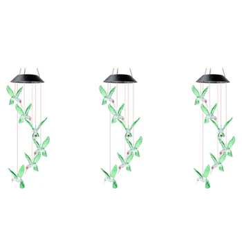 3X LED סולארית פעמוני הרוח של המנורה ציפור פעמון הרוח מנורת תליון פעמון הרוח מנורה דקורטיבית שינוי צבע מנורה מנורה סולרית