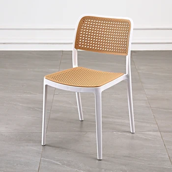 ייחודי נורדי כסאות אוכל קש משענת יד פטיו חיצוני טרקלין כיסא פלסטיק מסעדה גן Silla Comedor ריהוט יפני