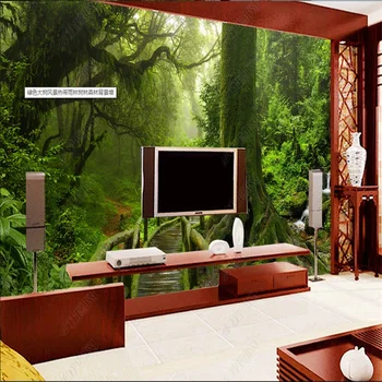 העץ הירוק נוף קיר נייר טבעי עלים יער טרופי טפטים לסלון חדר השינה רקע ציור קיר