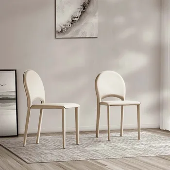 דמוי עור נורדי האוכל כיסא ארגונומי בצבע בז ' לחיים המודרניים חדר האוכל הכיסא מינימליסטי Sillones סלון ריהוט A1