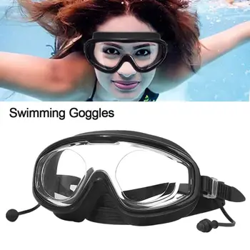 חיצונית לשחות משקפי מגן נגד ערפל תצוגה רחבה צלילה שחייה משקפיים עם אטמי אוזניים למבוגרים נוער