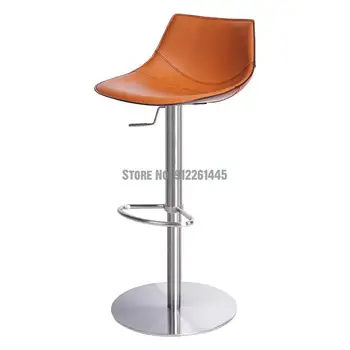 נורדי כיסא בר גבוה רגל השרפרף המודרנית אור פשוט יוקרה ביתיים הרמת מסתובב עור נירוסטה בר הכיסא