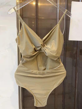 חתיכה אחת של בגדי נשים 2023 מוצק צבע סקסי Openworked בגדים נשיים בגדי ים בחופשה בטח Maillot De ביין פאטאל