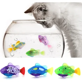 חתול מחמד צעצוע LED אינטראקטיבי שוחה דג רובוט צעצוע של חתול זוהר חשמלי דג צעצוע כדי לעורר ליצן עם אור