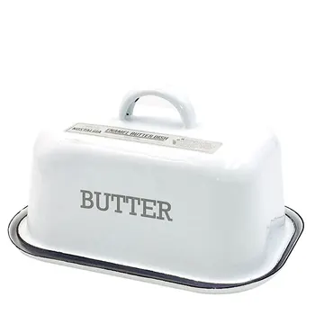 רטרו נוסטלגי אמייל עם מכסה מגש חטיפים הביתה מטבח שולחן חמאה קופסת גבינה תיבת אחסון