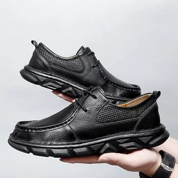 נעליים מזדמנים 2023 גברים חדשים להתלבש נעלי קלאסי מספר עגול הבוהן שחור מגפי קרסול מעצב יוניסקס עור אמיתי נעלי גודל