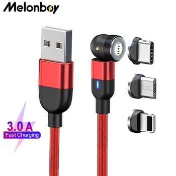 Melonboy 3א 5Pin 540 סיבוב מגנטי תקע טלפון נייד כבל לאייפון Xiaomi Samsung USB כבל נתונים כבל טעינה מהיר