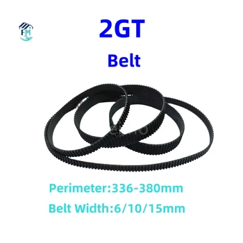 2GT GT2 ברוחב 6/10/15mm, גומי שחור גלי סינכרוני החגורה טבעת חגורה היקף 336mm-380mm עבור מדפסת 3D אביזרים