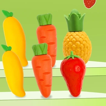 3Pcs עיפרון מחק קריקטורה פירות ירקות צורה מחקים בכיתה תגמולים ופרסים ציוד לבית הספר תלמיד מתנה