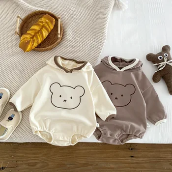 קוריאני בגדי ילדים 2023 בגדי הגוף לתינוקות עם שרוולים ארוך הוד תינוק שרק נולד בנים בנות רומפר דוב קטן חמוד סרבל