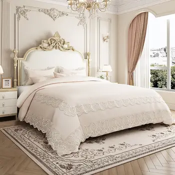 בסגנון צרפתי מעץ מלא מיטה, 1.5 מ 'גובה המיטה, 1.8 מ' חדר השינה הראשי מיטה זוגית, משפחה חדר שינה מעץ מלא המיטה