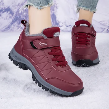 Size35-42 חורף חם של נשים פלטפורמת הליכה שלג נעליים סטודנטים של הילדה ספורט מזדמנים עור כותנה נעלי קטיפה נעליים