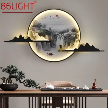 86LIGHT מודרני הקיר תמונה אור LED סיני יצירתי עגולה נוף ציור קיר מנורות קיר מנורות בבית חיים השינה מחקר