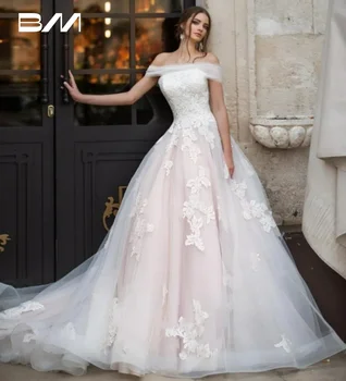 חיננית באורך רצפת שמלת החתונה המודרנית את כתף שמלת כלה פשוטה סטרפלס שמלות כלה Vestidos דה נוביה