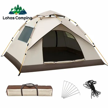 Lohascamping אוטומטי קמפינג אוהל אנטי UV המשפחה אוהל כסף ציפוי חיצוני לצוץ אטים לגשם אוהלים עבור Trave 1-2/3-4 אדם