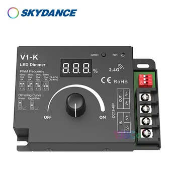 Skydance 12V-48V 24V LED PWM עמעם מתג 20A תדר ידית מתכווננת רצועת LED דימר תאורה מודולים V1-K בקר