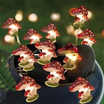 20/30 נוריות אור 3D פטריות הנחושת אורות חג המולד DIY פיות מחרוזת מנורות פטריות חג האורות מסיבת גן, עיצוב