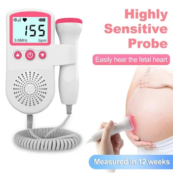 העובר cardiometer רגישות גבוהה ודיוק הביתה אולטרסאונד דופלר מוניטור עוברי בהריון תינוק קצב הלב גלאי