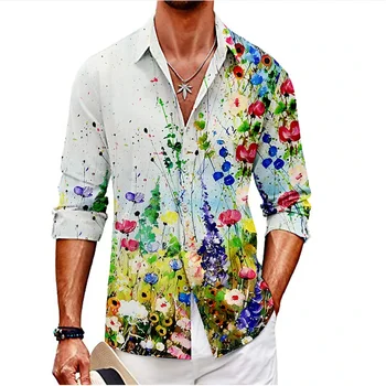 גברים מקסימום חולצה מזדמן אופנה פרחוניים HD דפוס באיכות גבוהה רך נוח בד 2023 מעצב עיצוב דש החולצה.