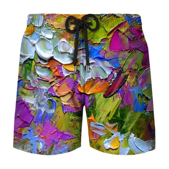 קיץ בצבעי מים לצייר גברים 3D מודפס הוואי סגנון מזדמנים נסיעות מכנסי גלישה חופשי זווית ספורט מכנסיים