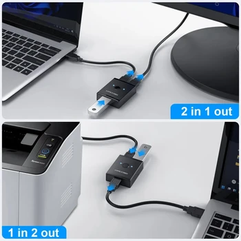 USB מתג בורר KVM USB 3.0 2.0 Switcher רכזת תיבה 2 PC Port שיתוף מדפסת/סורק/מקלדת/עכבר