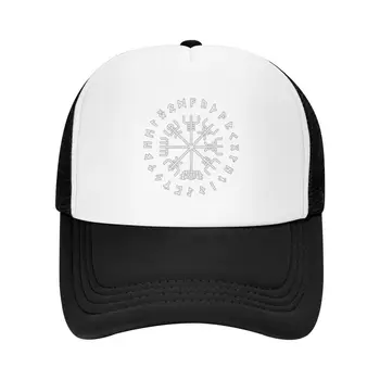 ויקינג הנורבגית הגנה מצפן עם מעגל רונות גראנג ' מרקם חריטה רקע שחור HD באיכות גבוהה כובע בייסבול