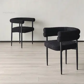 נורדי מעצב כסאות אוכל פשוט המודרני כבש כורסאות קטיפה ריהוט לבית מלון ומתן הכיסא קפה משענת הכיסא Z