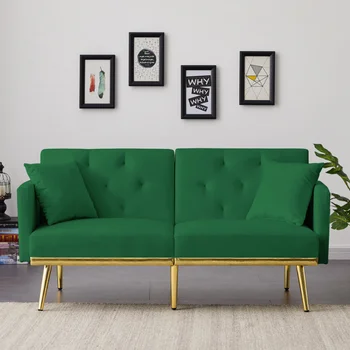 ירוק קטיפה ספה הנפתחת למיטה ירוק קטיפה [לנו במלאי]