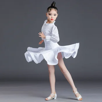 הקיץ חדש לפצל את החליפה של הילדים ריקודים לטיניים תחפושות ביצועים שמלה בנות אימון בגדים הלטינית חצאית אופנה חליפות