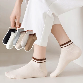 קצר גרביים לנשים כותנה קיץ חדשה אופנה יפנית גזרה נמוכה עם פסים גרביים נקבה לנשימה ילדה קוריאנית גרביים מזדמן סתיו