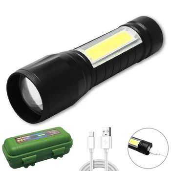 LED אור בהיר קטן פנס אלומיניום סגסוגת מיני קלח צד האור USB טעינה תאורה חיצונית מתנה