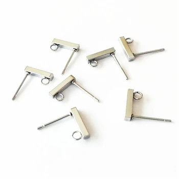 100PCS/lot נירוסטה מרובע האוזן Pin עגילים הגדרה עבור תכשיטים DIY להכנת עגילי מקל אביזרים