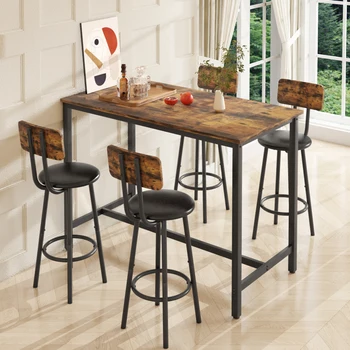 5-יצירה במטבח גובה השולחן, שולחן בר עם 4 כסאות