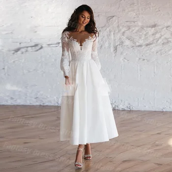 פנטזיה 2023 שמלה לבן אלגנטי V-צוואר שמלות לנשף קו-אפליקציה תחרה אפליקציה שרוולים ארוכים שמלות ערב فساتين السهرة