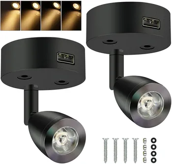 2 יח LED מנורת הלילה עם יציאת USB האורות הפנימיים קריאה מנורת זרקור נייד, תאורה דקורטיביים