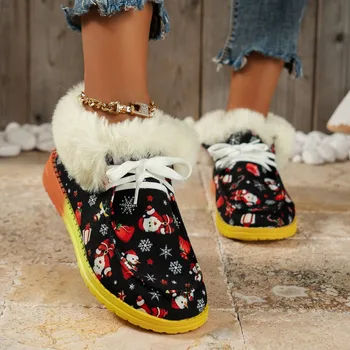 2023 חמה למכירה נעלי נשים תחרה נשים מגפי חורף עגול הבוהן חם, נעליים נוחות הנקבה שטוח גדול גודל מגפי שלג